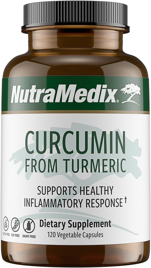 NutraMedix Curcumin - capsule Turmeric 500 mg - Promovează un răspuns inflamator sănătos, Sistemul imunitar, Brain, Inima şi Ficat (120 capsule)