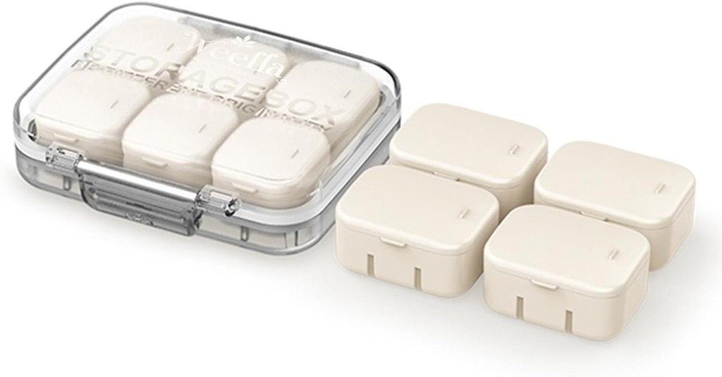 Ultra Small Travel Pill Organizator pentru Purse, 10 cutii interne mici detaşabile, Airchnitch Vitamina caz Holder cu autocolante de culoare, Compact & Portable Cute Medicine Container pentru Supliment (AP)