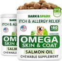 BARK&SPARK Omega 3 pentru câini - 360 de preparate de ulei de pește pentru topirea câinilor, Alergia pielii, relieful mâncărimii, tratamentul petelor fierbinți - sănătate comună - Suplimentul pielii și hainelor - EPA & DHA acizi grași - Ulei de somon