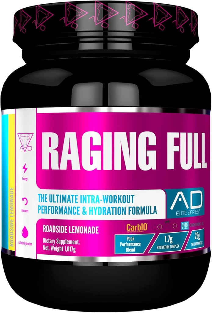 Proiectul AD Raging Full Ultimate Intra- Workout Performance and Hydration Formula (30 Servings, Roadside Lemonade)