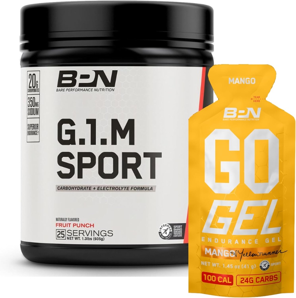 NUTRIŢIA DE PERFORMANŢĂ BARE BPN G.1.M. Instruire pentru rezistenţă sportivă Combustibil & Go Gel Endurance Gel Mango Bundle