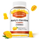 Acetil L-Carnitina Gumies, L-Carnitina Supliment pentru femei si barbati, Supliment nutritiv pentru Boost Energy, Imunitate & Brain Health, Vegan, Non-GMO, Mango Flavor, 60 Conte