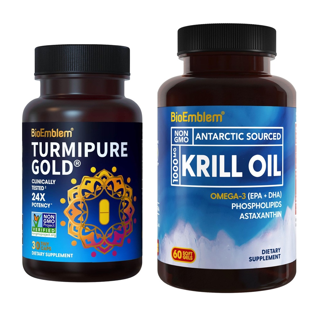 BioEmblem Antarctic Krill Suplimentul de ulei Turmeric Curcumin cu Studiat Clinic TurmiPure