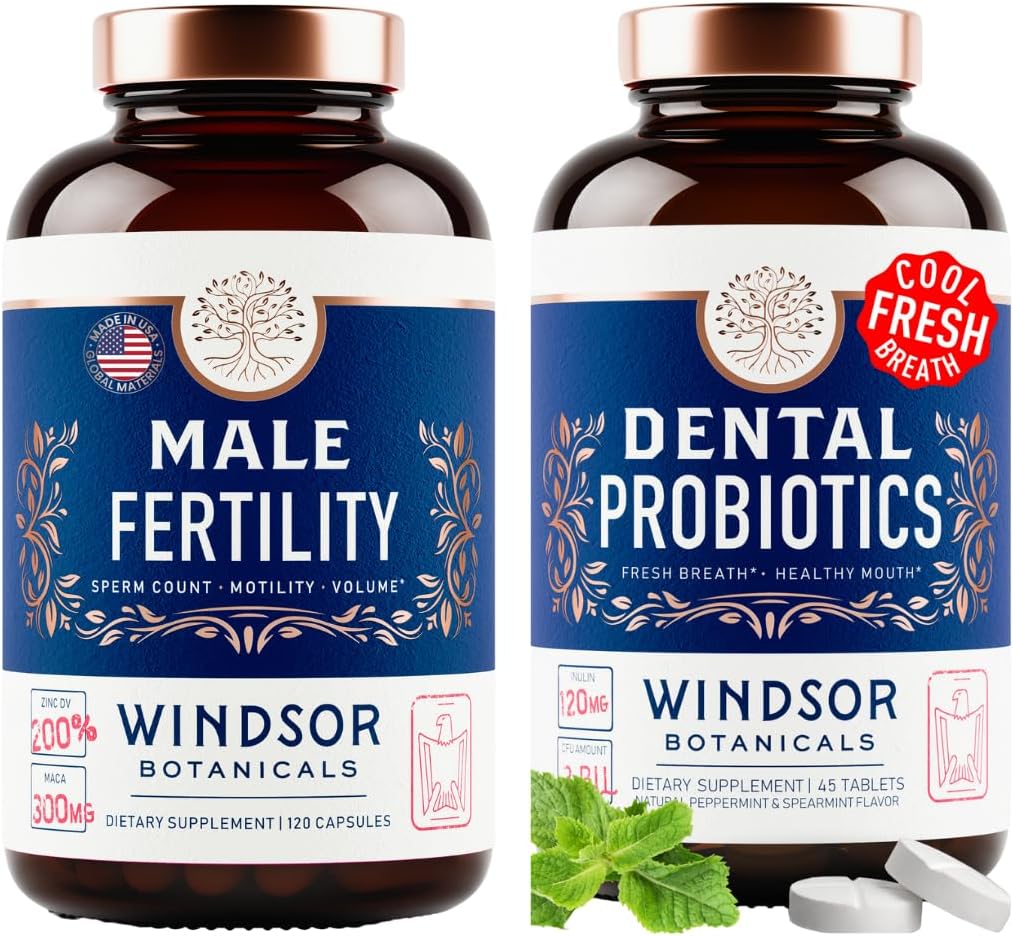 WINDSOR BOTACALS Suplimentul de fertilitate masculină și Probiotice orale pentru respirație proaspătă - Bundle de sănătate masculină