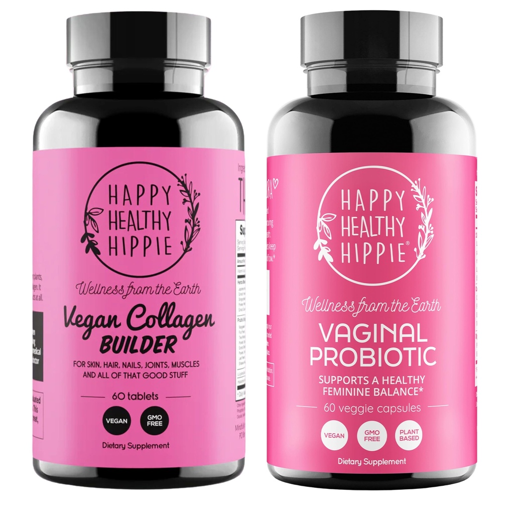 Happy Hippie Probiotice Vaginale pentru femei & Vegan Colagen constructor Colagen pastile