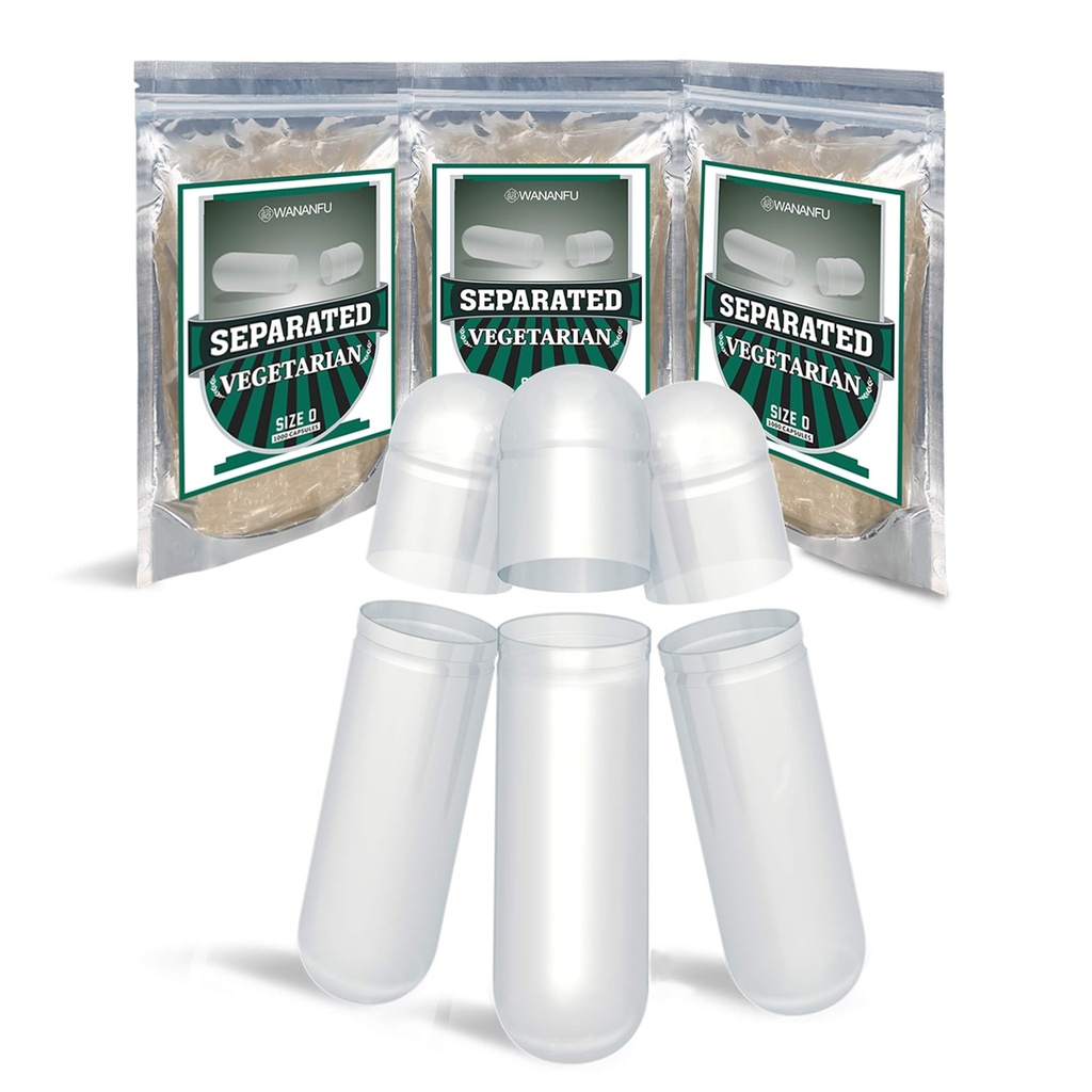 wananfu Capsule goale pre-separate 0 Vegetarian (1000 Count), clar Fillable Veggie Pill Capsule dimensiune 0 pentru a face propriile suplimente