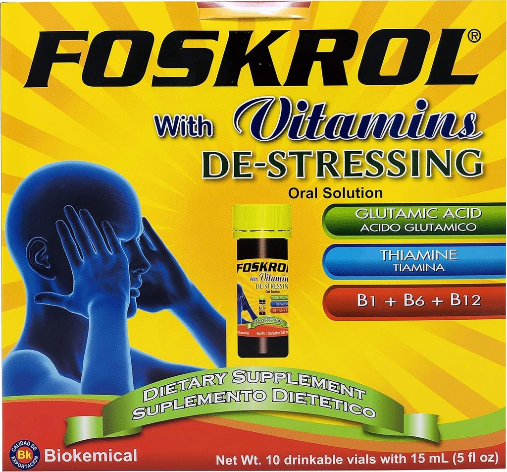 cu vitamine de stresing - 10 flacoane de numărare - B vitamine și acid glutamic - Biokemic (10 flacoane - Dezbracare)