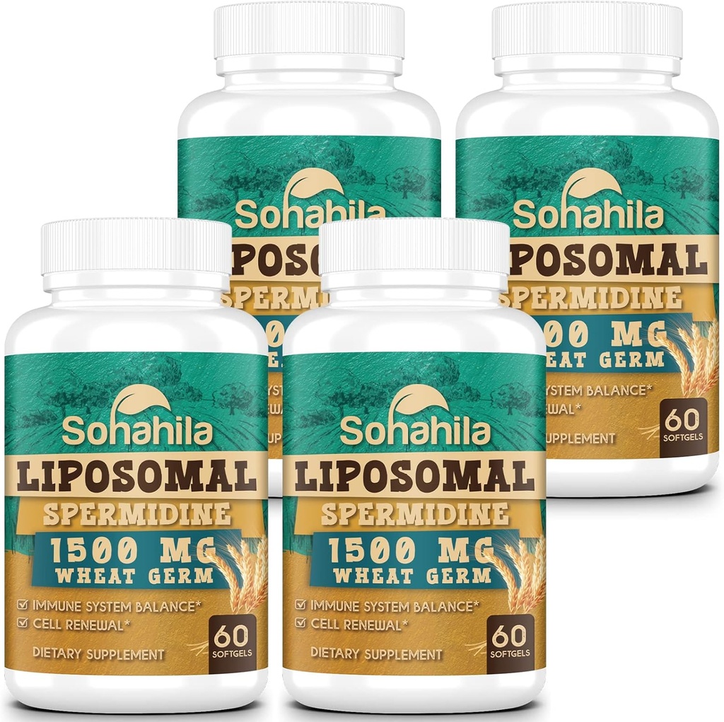 Suplimentul Spermidină 15 MG - 99% Puritate, Absorbție ridicată, 1500 MG Germ de grâu fermentat extract cu zinc & Tiamină, Spermidină pentru bărbați și femei - Reînnoirea celulelor, Aging Defense, Energie, 240 Softgels