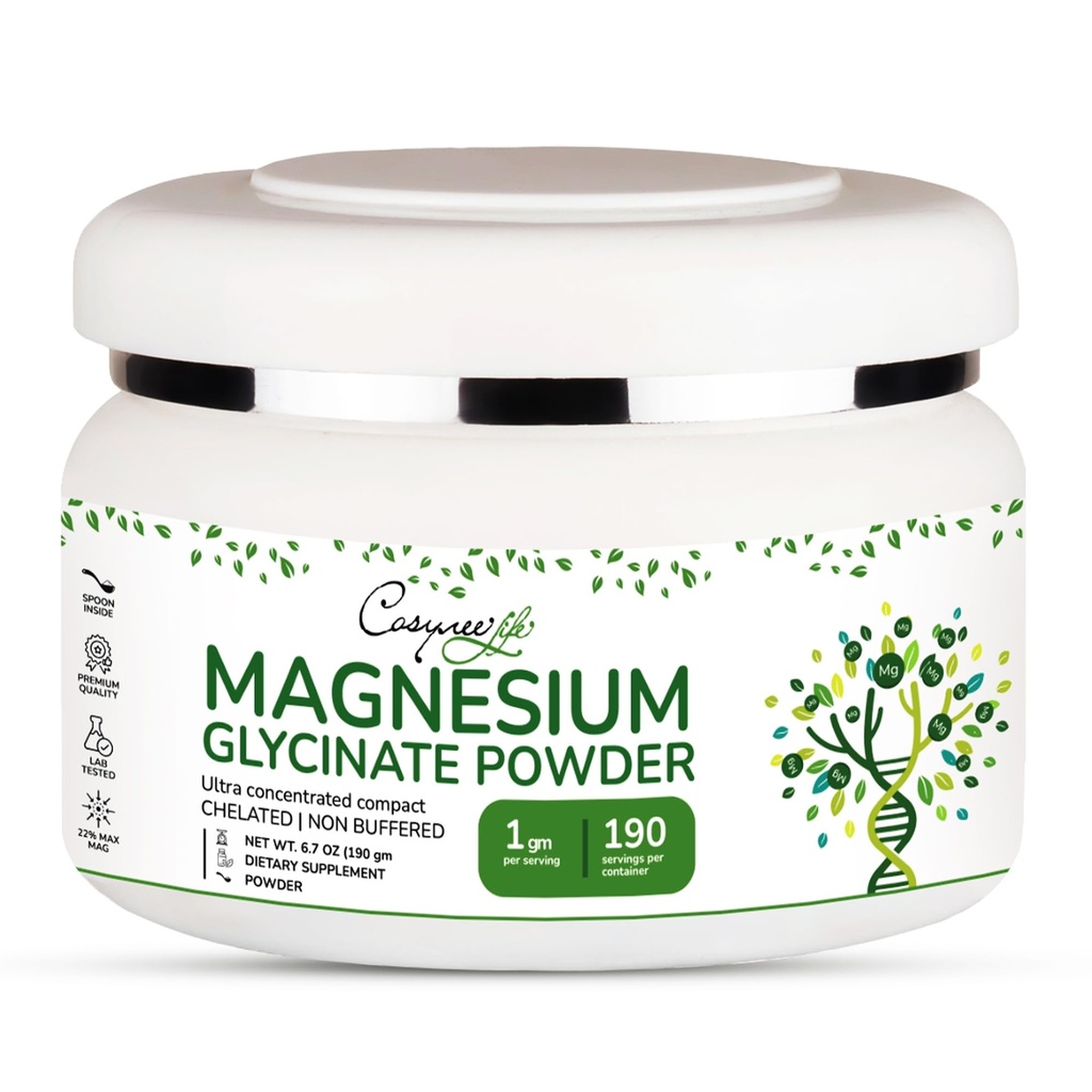 Magneziu Glicinat 220 mg Absorbţie mare Pulbere de magneziu pentru somn, calm, pulbere Bisglicinat de Magneisum Glucinato de Magnesio 190 Servire