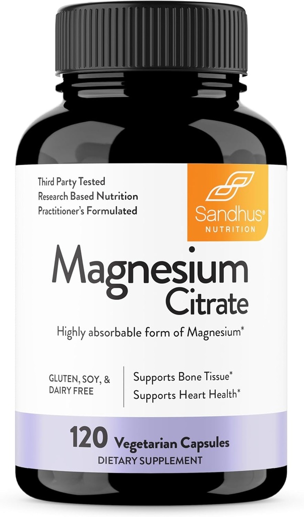 Sandhu's Magneziu Citrate Highly Absorbable Gluten, Soy Diary Free No Fillers 120 Capsule vegetariene