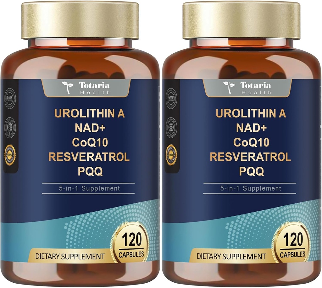 Totaria Urolitin Un supliment de 1000 mg cu NAD,CoQ10,Supplement pentru femei 120 Softgels pentru antioxidanti de energie musculara (Pachet de 2)