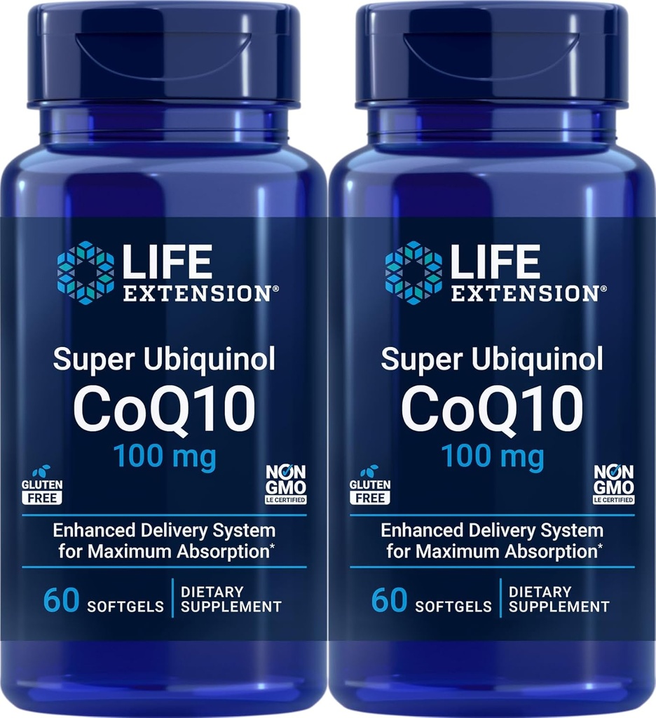 Life Extensie Super Ubichinol CoQ10 100 mg, 60 softgels (Pachet de 2)