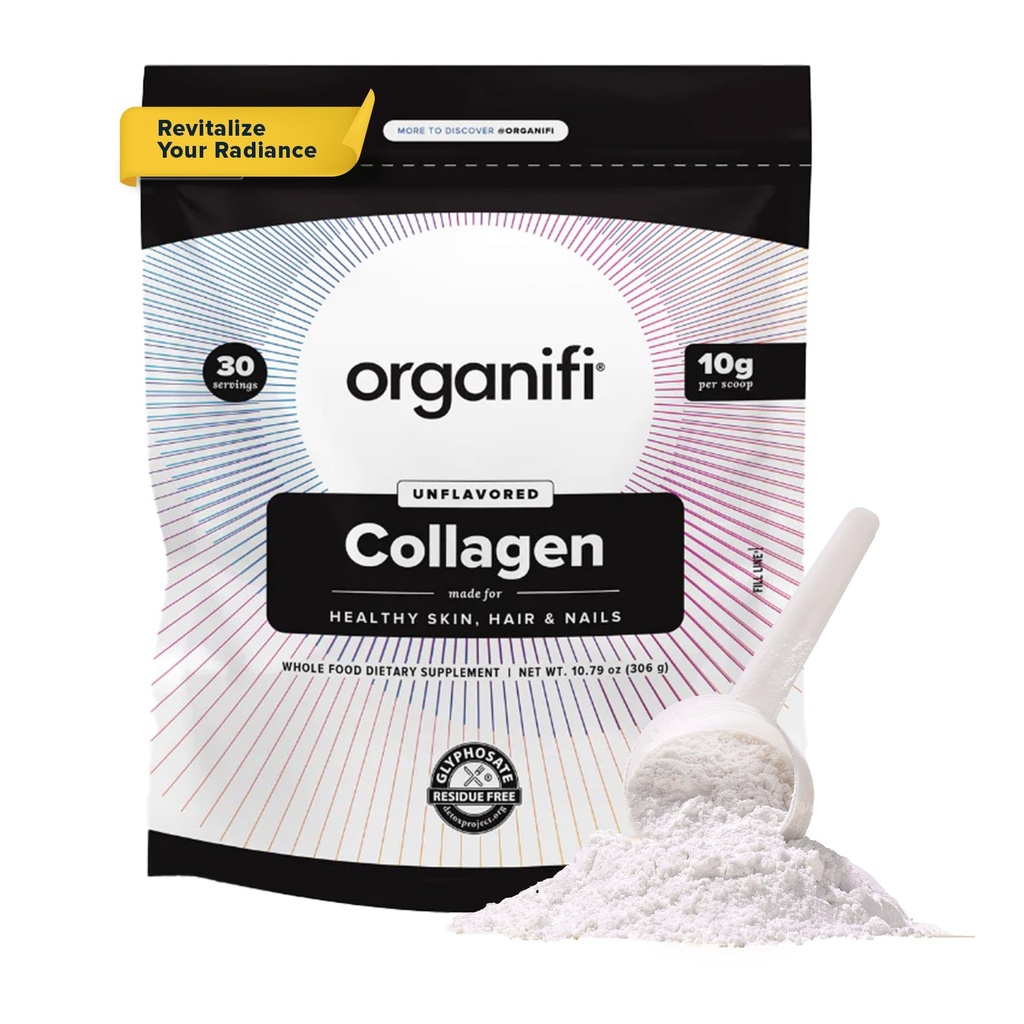 Organifi Colagen pulbere - păr mai plin, unghii mai puternice, și piele radiant - Repleni și de a reconstrui corpul tau - gluten-free, lactate-free, și soia-Free Hidrolized Multi Colagen Peptides, 30 Serviri