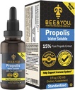 BEE and You 15% Pure Propolis Water Soluble extract - High Potentity - Zero Sugar - Zero Calorie - Natural Immune Support & Sore Throat Relief Antioxidanti, Keto, Paleo, Gluten-Free, 1 Fl Oz