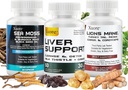 Sea Moss, Black Seed Oil,Mushroom & Herb Supplement with Lions Mane, Turkey Tail, Reishi, Cordyceps, Chaga,And Liver Cleanse and Detox & Reparation - with Milk Thistle,All In One Suppliment (3 packages).