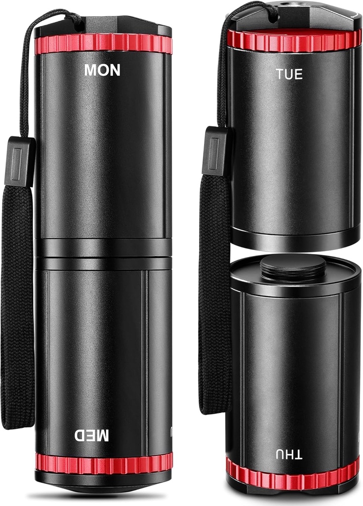 Zannaki Metal Travel Pill Organizator, Portable EDC Artrita Friendly Săptămânal Pilula cutie, Mari Pastile Container, BPA gratuit 7 zile Daily Medicine Organizator titular de vitamine, ulei de pește, supliment