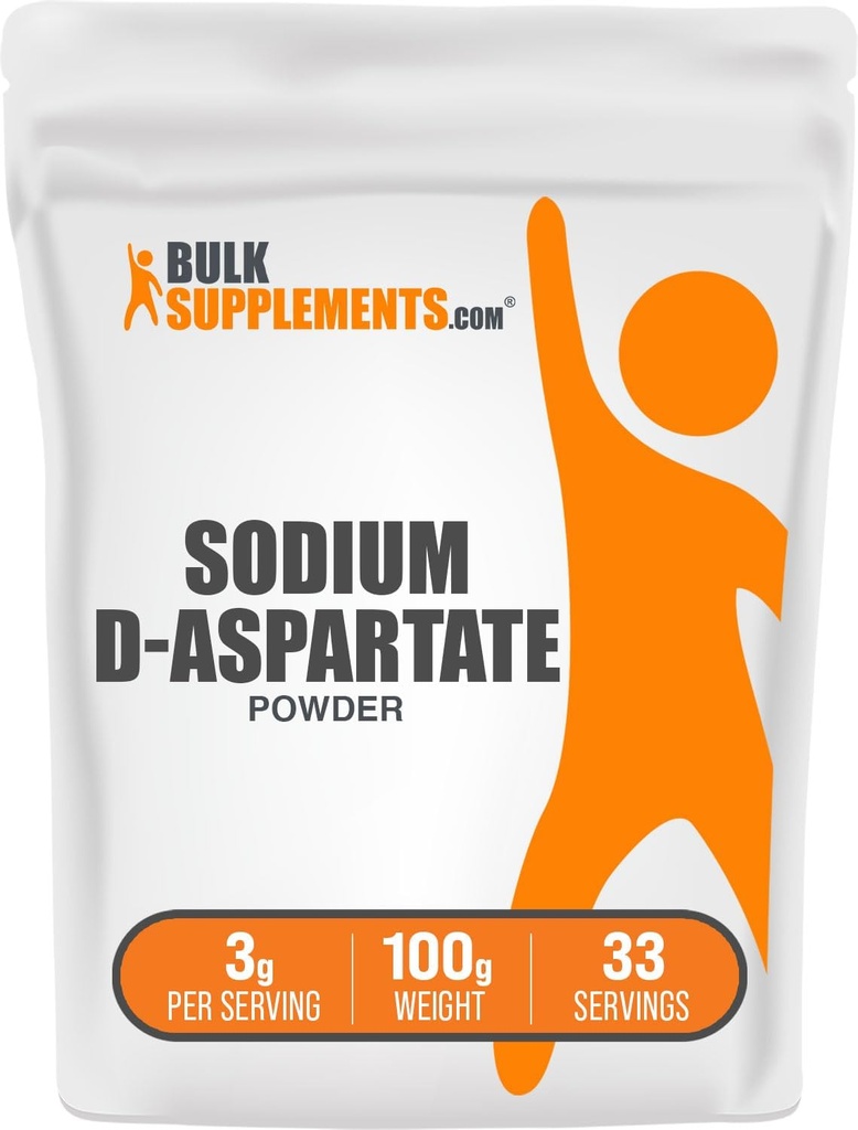 BulkSupplements.com Pulbere D-Aspartat de sodiu - Suplimente de sodiu, Aspartat de sodiu - Electroliti Supliment, Gluten gratuit, 3g per Serving, 100g (3.5 oz) (Pachet de 1)