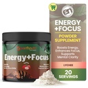 EarthNutri Energy + Focus Powder Supplement - Energy Boost & Helps Concentration with PeakO2, AlphaSize, Cognizin, PurCaf, Theacrine, Acetil L-Carnitine L-Tyrosine 