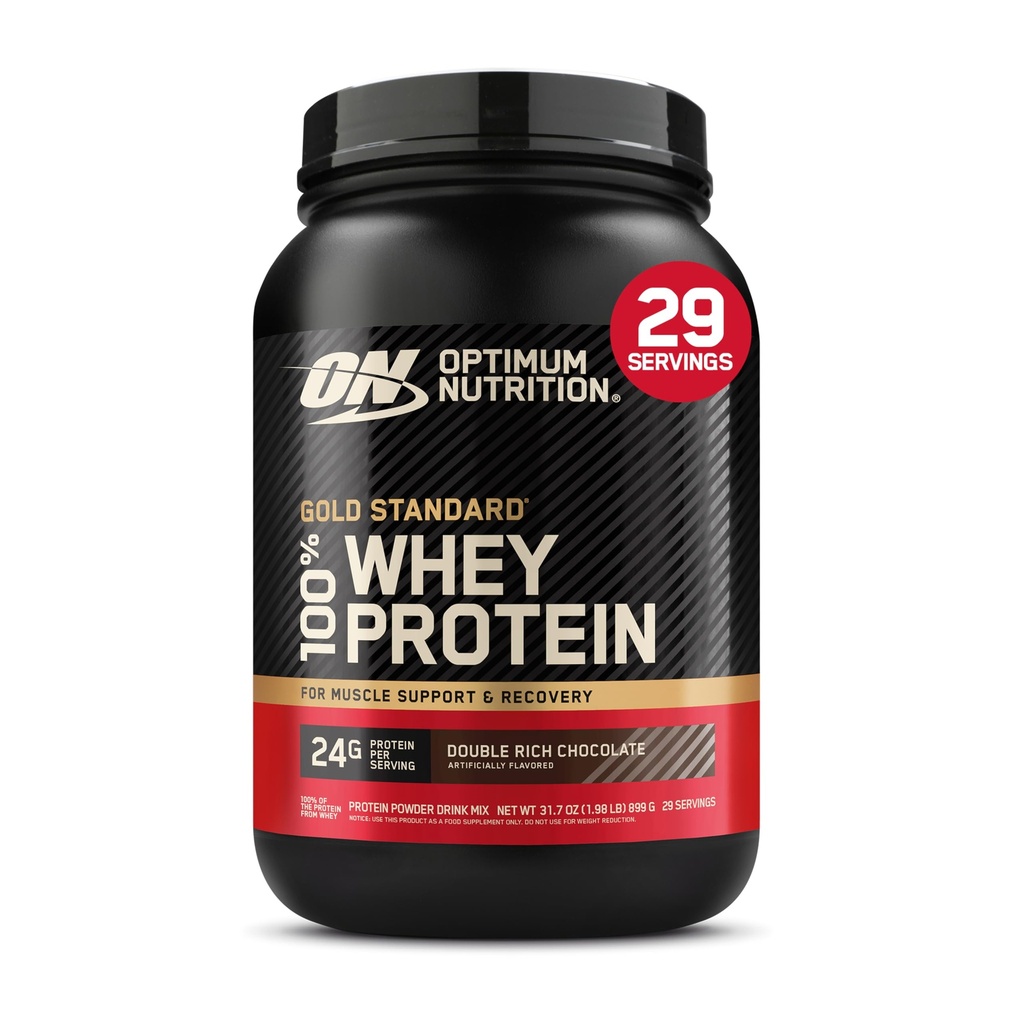 Optimum Nutriție aur standard 100% Whey Pulbere de proteine, dublu bogat de ciocolată 1.98 Pound (Packing May Vary)