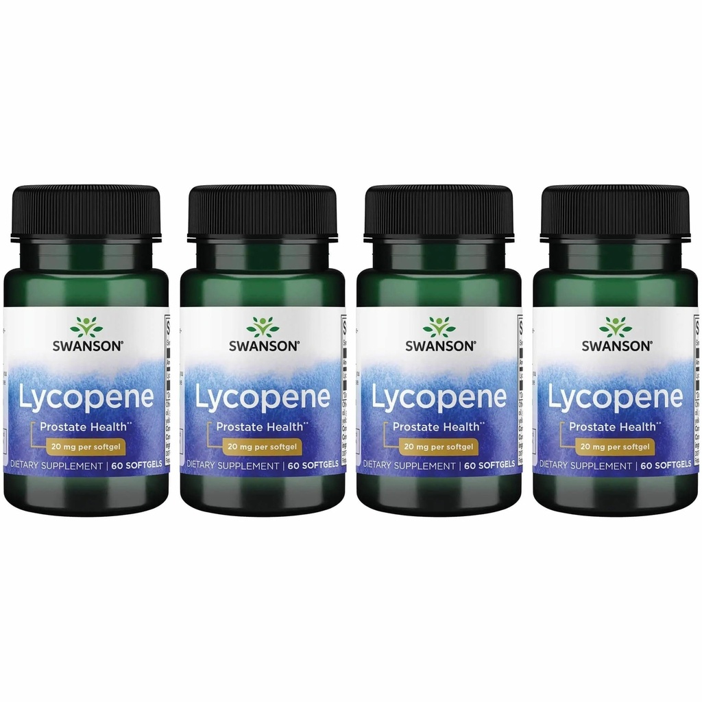 Swanson Lycopene - Suplimentul natural promovarea sanatatii prostate, sanatatea inimii, si suporta presiunea sangelui in intervalul normal - Mens Health Supplement - (60 Softgels) 4 Pack