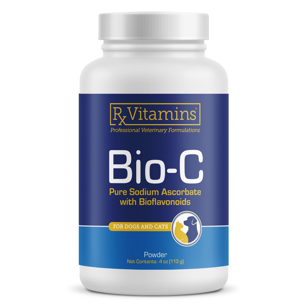 Rx Vitamine Bio-C - Vitamina C pentru câini și pisici - cu Lemon Bioflavonoide pentru Ajutor pentru Alergie - Suplimentul de sprijin imun - Promovează Haina sănătoasă și piele - Supliment comun - 4 oz