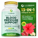 PurePremiu Suplimente de presiune a sângelui cu Hawthorn Berry, Hibiscus, Usturoi & Vitamina B12-Nitrogen supliment pentru sanatatea normala a inimii, Circulație Sănătate și suport de presiune a sângelui - 180ct