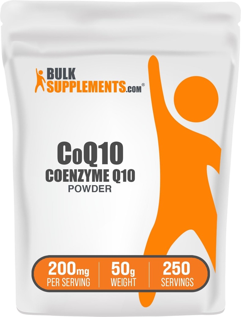 BulkSupplements.com Coenzima Q10 Pulbere - Coenzime Q10 200 mg Supliment, Supliment nutritional - Gluten gratuit, 200 mg per Serving, 50g (1,8 oz) (Pachet de 1)
