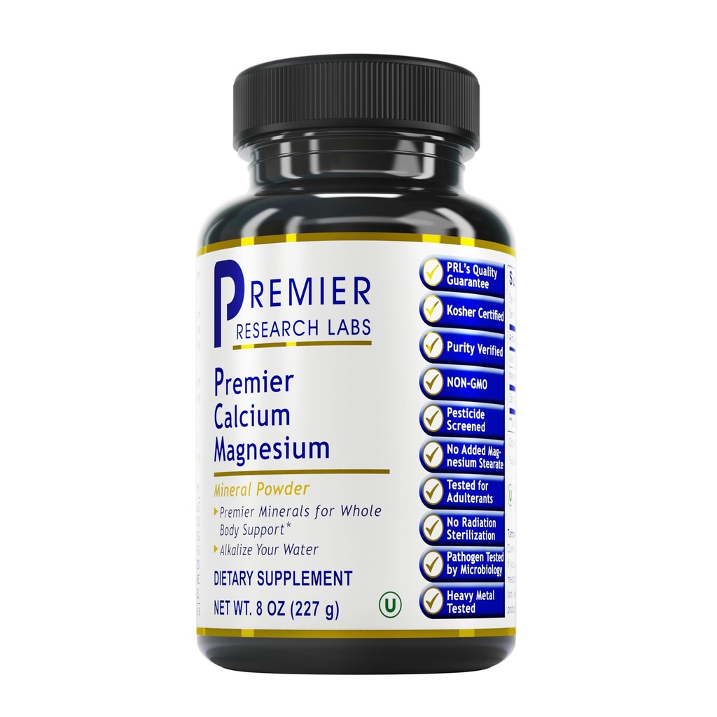 Premier Research Labs Calciu Magneziu Pudră - Natural Coral Calciu Pulbere pentru Sanatate Osoasa, Amestec cu apa pentru Alkaline PH Balanta - 8 oz