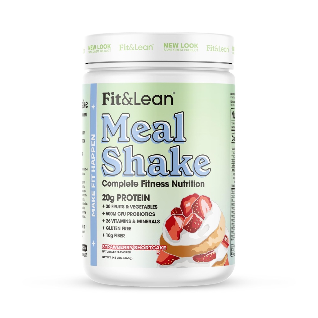Se potrivesc şi se lasă de masă Shake, Fat Burning Masă de înlocuire, Proteine, Fibră, Probiotice, Căpșuni Shortcake, 0.8 lbs (365 g),10 Serviri per container