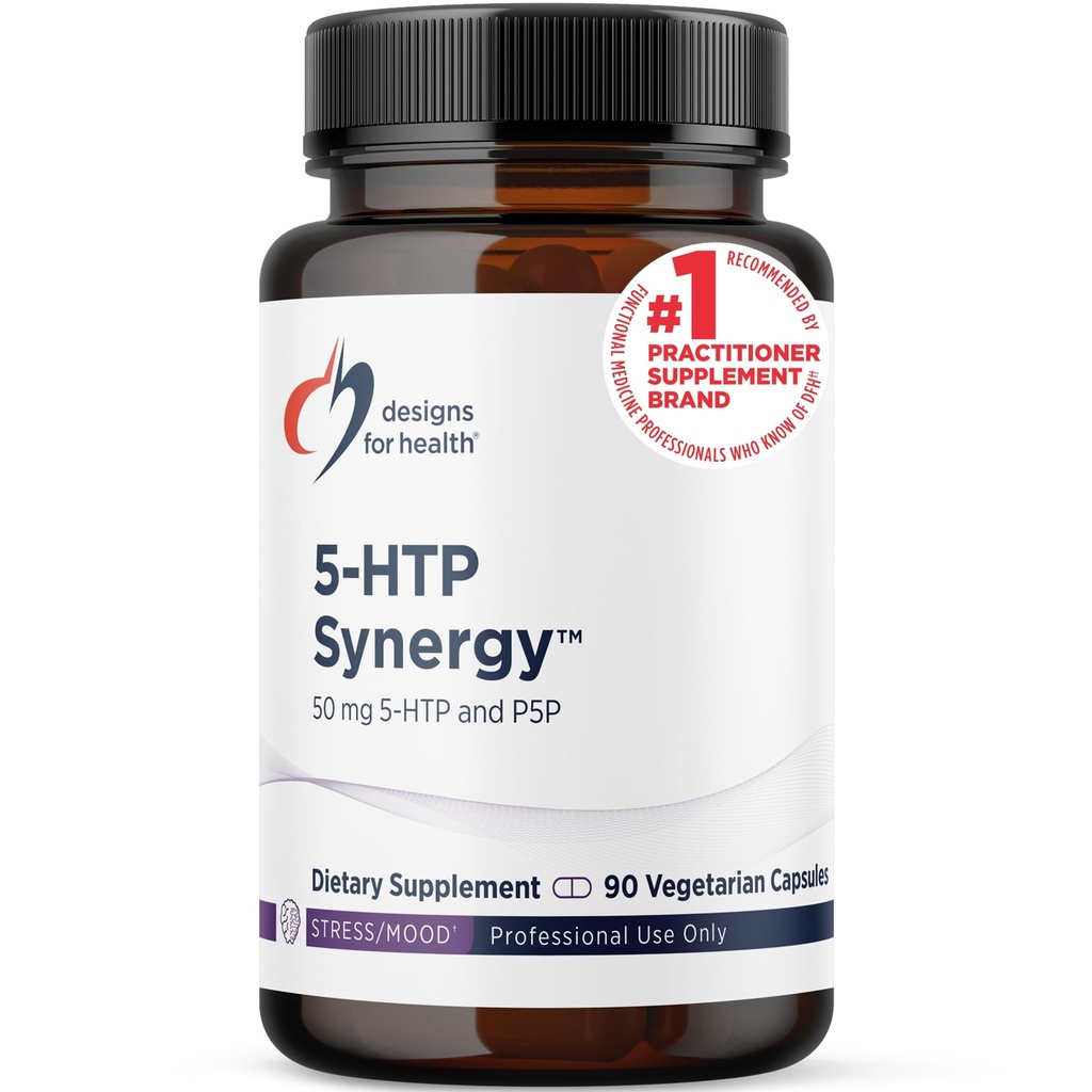 Design-uri pentru sănătate 5-HTP 50mg cu vitamina B6 (P-5-P) - 5-HTP Synergy 50 mg Supliment - Serotonina Precursori pentru a ajuta la susținerea Mood sănătos + Apetit (90 capsule)