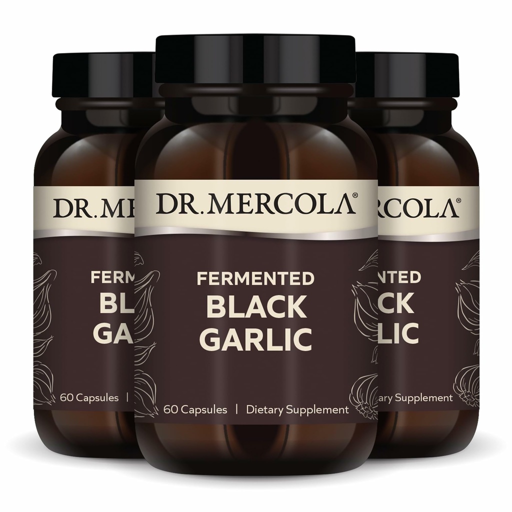 Dr. Mercola Fermented Black Usturoi, 90 Servings (180 capsule), Supliment alimentar, Sprijină Sănătate Imună, Non-GMO