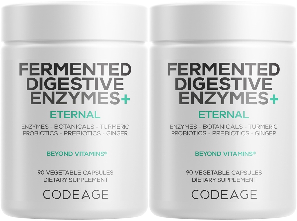 Codificare Enzime digestive fermentate Supliment 3-Lonth Supply - 14 Enzime digestive, Probiotice, Prebiotice, Botanice Fermentate, Enzime multipancreatice pe bază de plante - 1 Capsule pe zi - 2-Pack