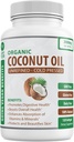Capsule organice de ulei de cocos 2000mg - 100% Extra Virgin, rece presat pentru piele sanatoasa, cresterea parului suplimentar, Ingrijirea unghiilor, Booster creier - 120 Softgels - Unrafinat pastile pure și non OMG - bogat in MCT