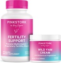 Pink Stork Fertility Suplimente pentru femei și Wild Yam Cream pentru a sprijini Concepția și echilibrul hormonal, Inositol, Ashwagandha, Vitex, și Folate - Duo