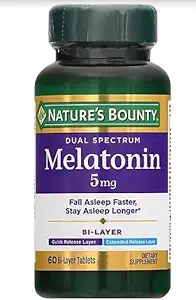 Natura's Bounty Melatonin 5 mg Bi-Layer Tablets 60 ea (Pachet de 3)