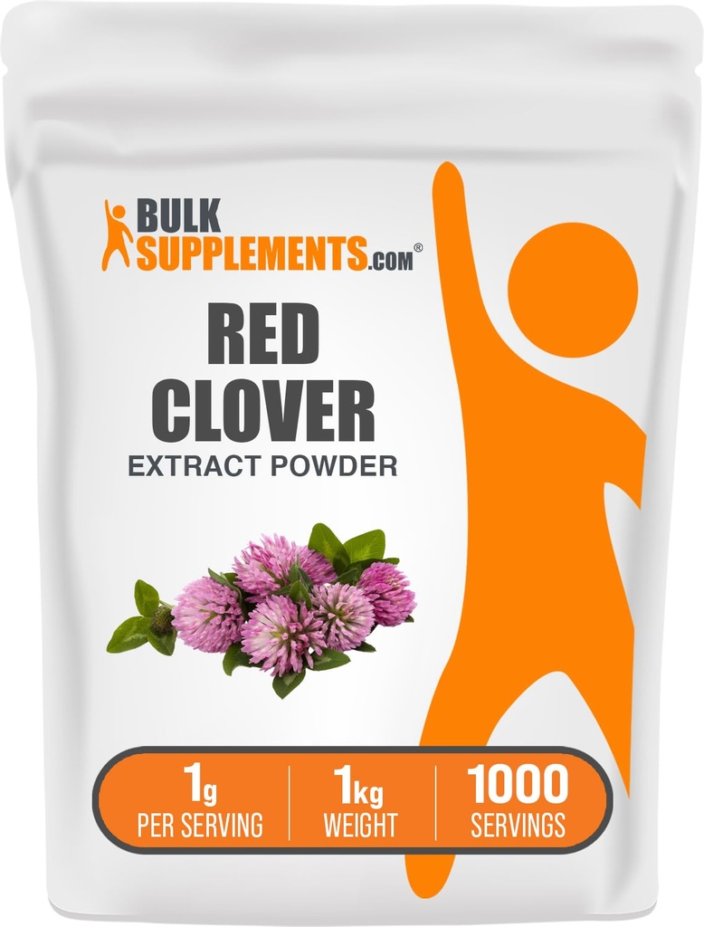BulkSupplements.com Red Clover Extract pulbere - Trifolium Pratense, Red Clover Supplements, Herbal Supplements - Gluten Free, 1g per Serving, 1kg (2,2 lbs) (Pachet de 1)