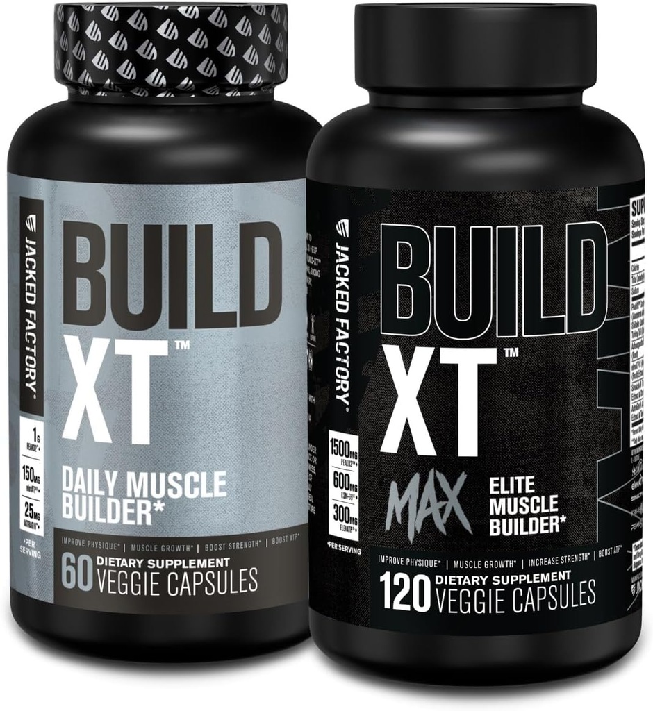 Fabrica Jacked Build-XT Daily Muscle Builder (60 Count) Build-XT Max Elite Muscle Builder (120 Count)