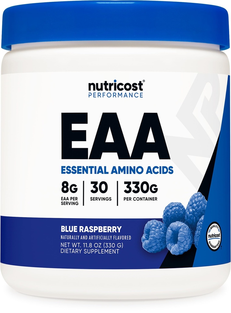 Nutricost EAA Powder 30 Serviri (Zmeură albastră) - Aminoacidi esențiali - non-GMO, gluten gratuit, Vegetarian prietenos