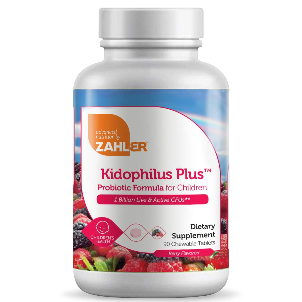Zahler Kidophilus, copii Probiotic, Probiotice de mare gust pentru copii, certificate Kosher (90 Conte)
