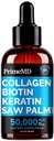 Colagen Peptides lichid pentru femei - Complexul ser cu vitamina de biotină, Proteina keratina hidrolizată și Saw Palmetto - Formula cuprinzătoare pentru păr, piele și unghii Wellness - 2fl oz (Pachet de 1)