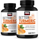 Force FACTOR Mai bine Turmeric 2 Pack Supplement comun de suport Featuring HydroCurc Curcumin Turmeric cu Pepper negru, Clinic de sprijin comun de rezistență, 240 comprimate, ambalaj alb