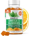 Zewise Health Omega 3 Gummy Supliment - Burpless Omega 3 Supliment cu DHA & EPA acizi grasi pentru sanatate imuna - Sustenabil de origine ulei de pește, ulei de in, ulei de in si vitamina E - 30 Gume