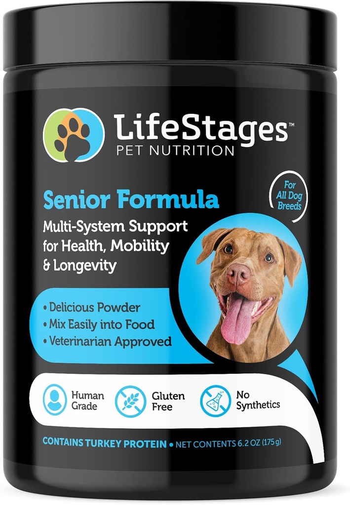 Etapa 3: Senior Dog Formula pentru Hip & Suport comun, Cognitive Health, & Healthy Skin & Coat - Ingrediente naturale - Ulei de pește, semințe de in, Turmeric & Probiotice, Vet aprobat
