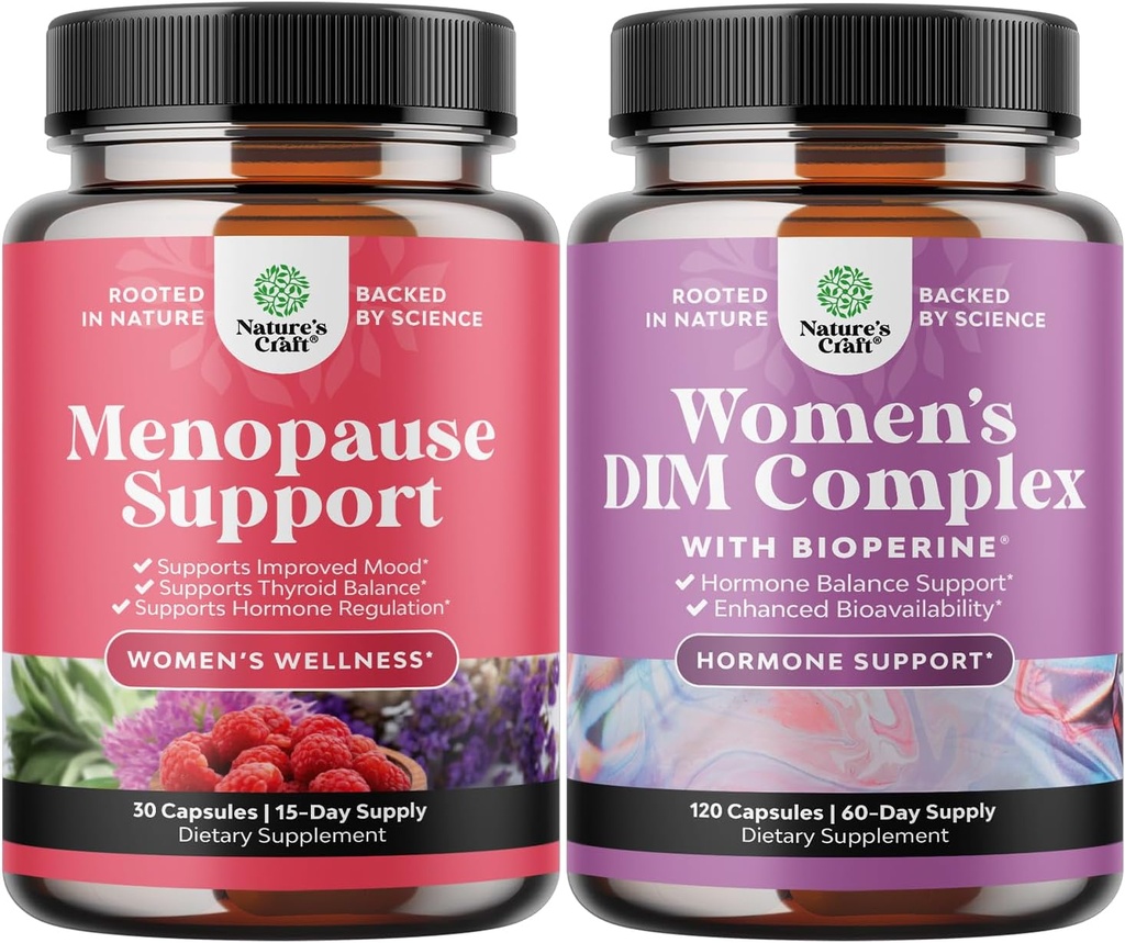 Bundle of Complete Herbal Menopause Supplement for Women - Multivante Menopauza Ease Hormone Echilibru, și Potent Dim Supliment pentru femei cu DIM și Menopauza negru de sprijin și PMS Ajutor