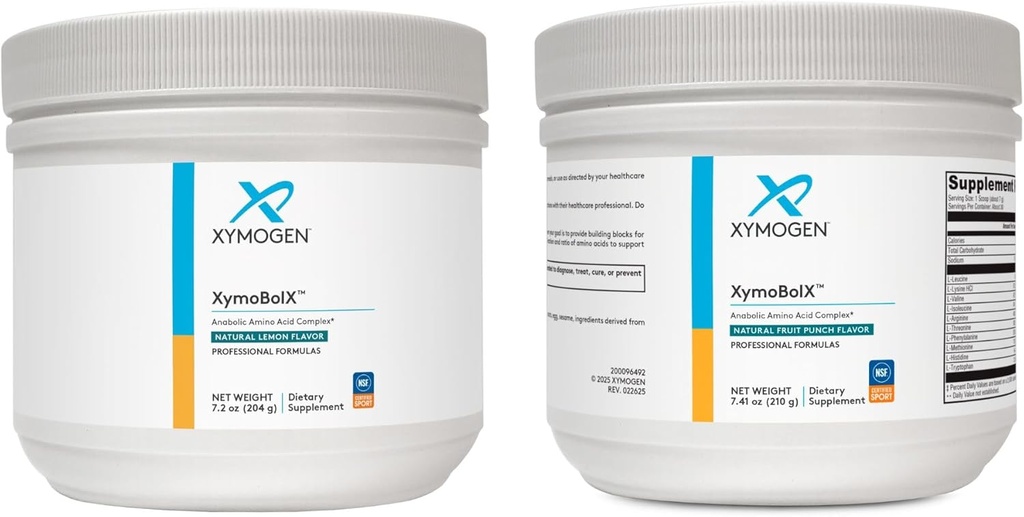 XYMOGEN XymBolX Fruit Punch și Lemon Flavor Bundle - BCAA pulbere pentru a promova recuperarea musculară cu L Arginine, L Leucine, L Metionina + L Tryptofan (2 sticle, 7.20z Each)