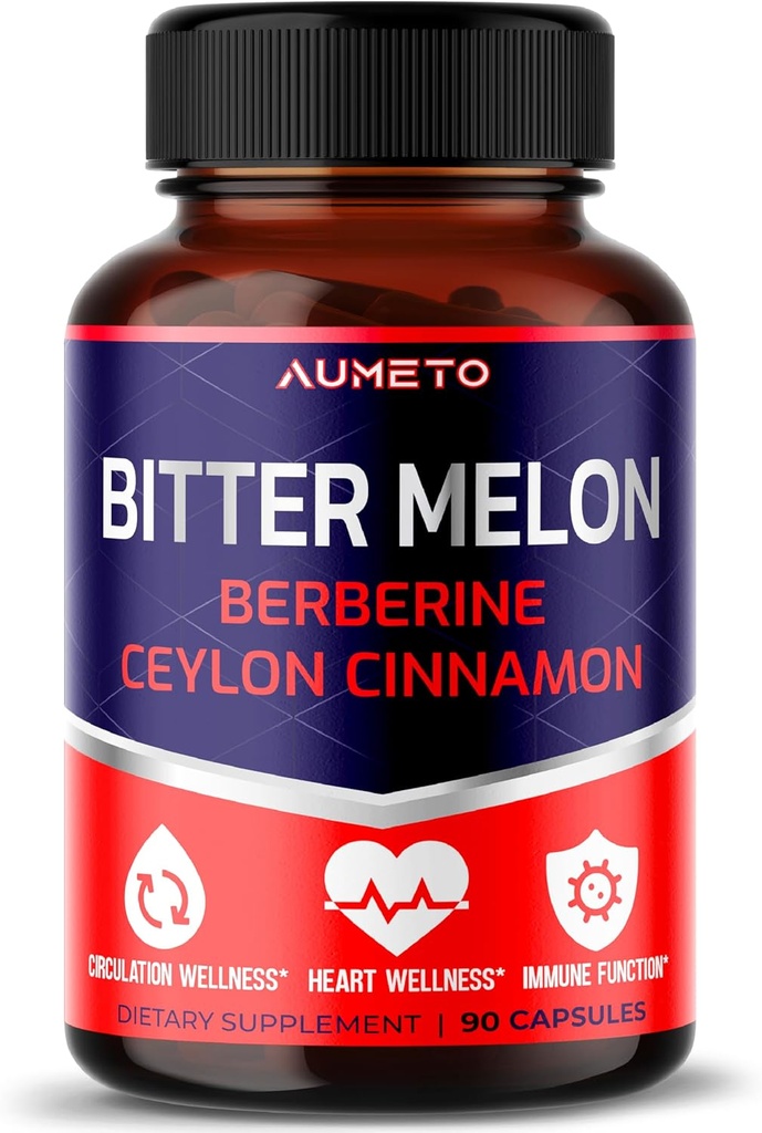Capsule cu melon amar - Îmbunătăţit cu scorţişoară Berberină Ceylon pentru wellness de circulaţie şi funcţie imună (count 90 (pachet de 1))