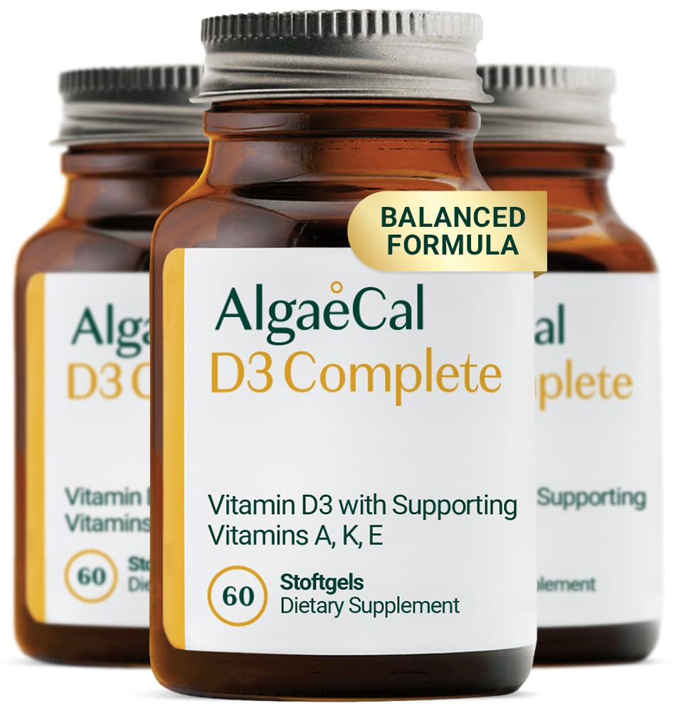 ALGAECAL 4-in-1 Vitamina D3 K2 Complete - ADK Suplimentul de vitamina, imbunatatit de sprijin imun si sanatate ososa cu D3 K2, A, & E - intreg corpul Wellness & Bone Putere, 60 Easy-Swallow Softgels