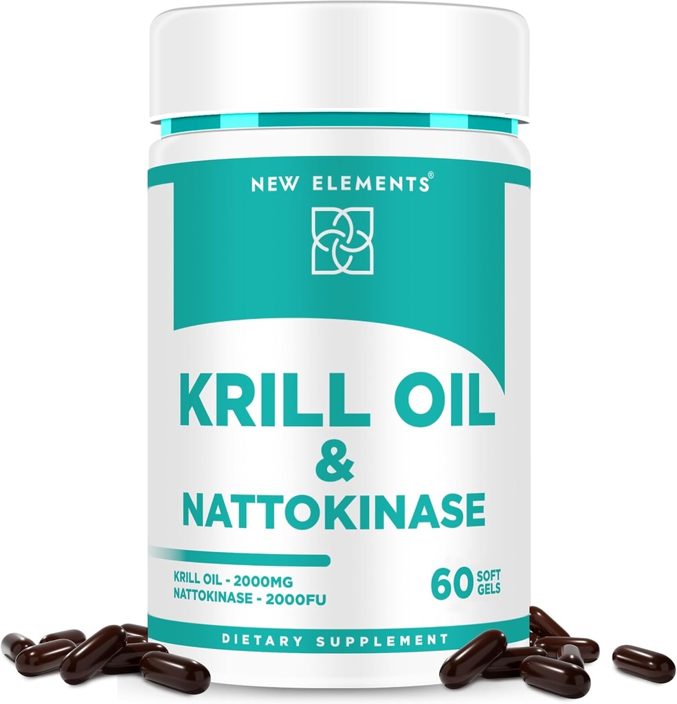 Nattokinaza Supliment 4000 FU Organic cu ulei Antarctic Krill Omega 3 Softgels 2000mg 