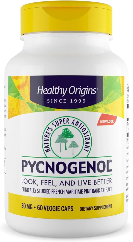 Origine sănătoasă Pycnogenol 30 mg (Super Antioxidantul Naturii, Non-GMO, Gluten Free, Suport Cardiovascular), 60 Capace Veggie
