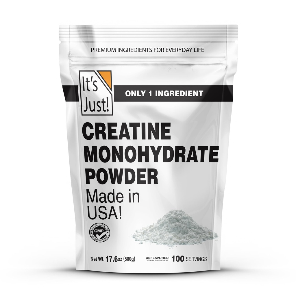 E doar! - Creatina monohidrat pulbere, Pure Creatine Powder, Made in USA, 3rd Party Lab testat, 5g Per Serving, Scoop Inclus, Nu Fillers, Nu Adăugat Aroma (Nearomat, 500g / 100 Servings)